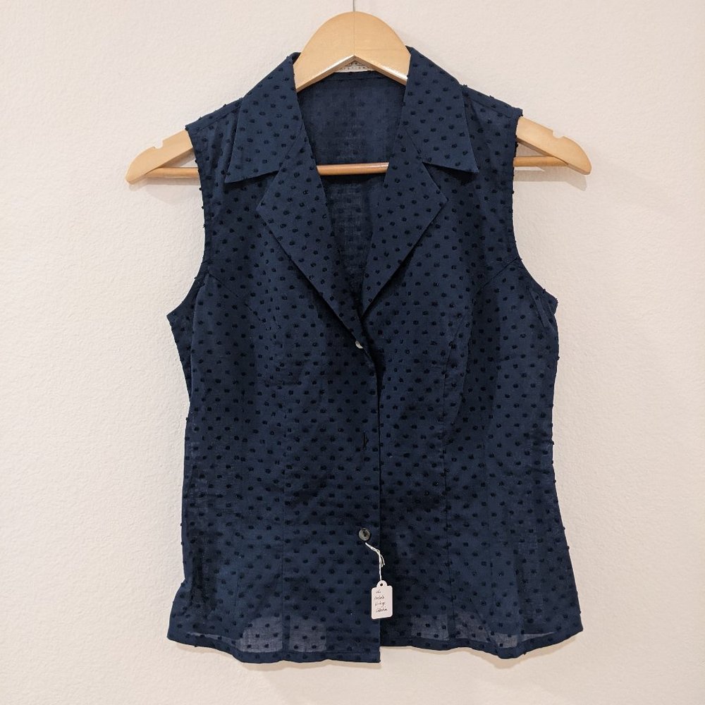 Vintage Robert Friedman Navy Sleeveless Blouse